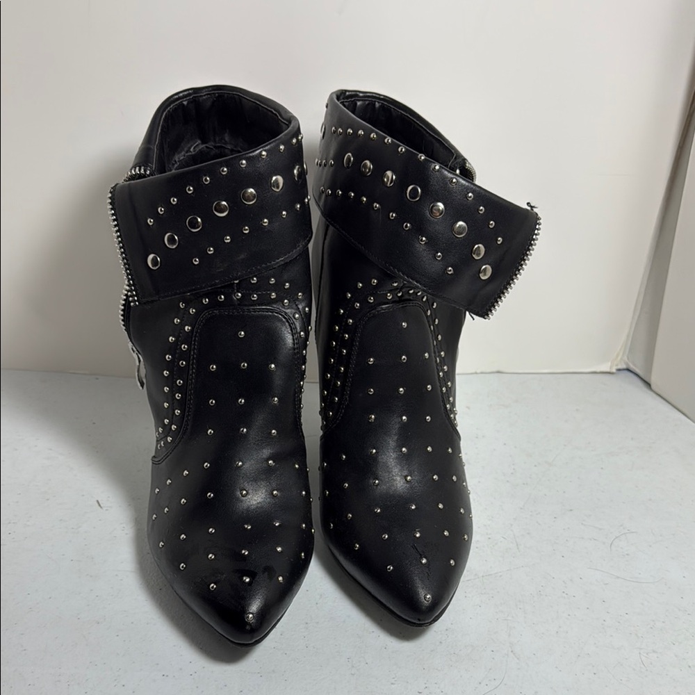 VENUS Black Studded Ankle Booties